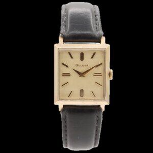 Vintage 1969 Bulova Linen Dial Men's Mechanical Wristwatch 7 BPP Swiss 10k RGP